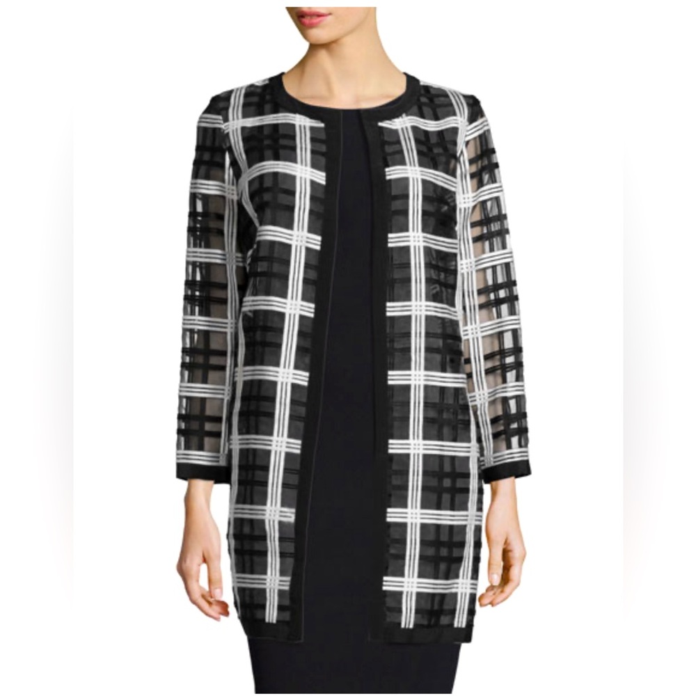 Milly Plaid Organza Cocktail Coat